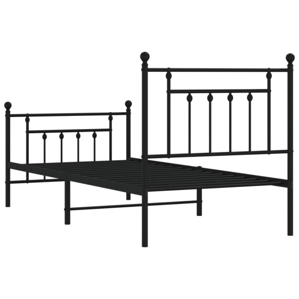 Estructura de cama con cabecero y estribo metal negro 80x200 cm