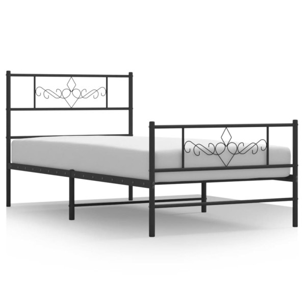 Estructura de cama con cabecero y estribo metal negro 75x190 cm