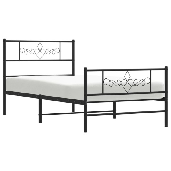 Estructura de cama con cabecero y estribo metal negro 75x190 cm