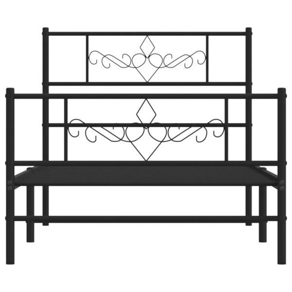 Estructura de cama con cabecero y estribo metal negro 75x190 cm