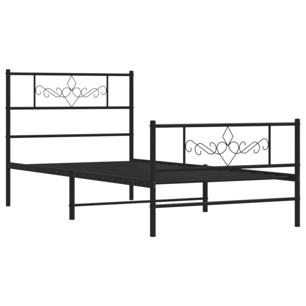 Estructura de cama con cabecero y estribo metal negro 75x190 cm