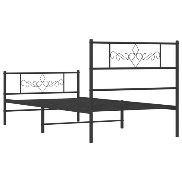 Estructura de cama con cabecero y estribo metal negro 75x190 cm