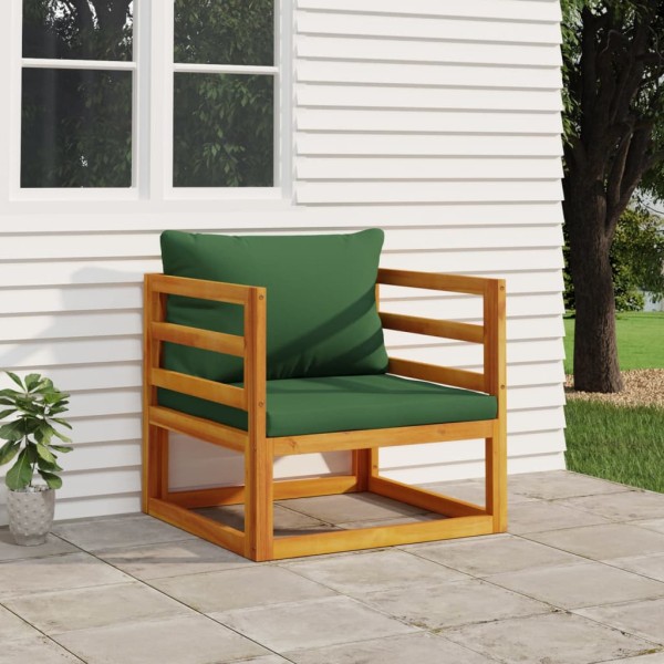 Sillón de jardín madera maciza acacia con cojines verde