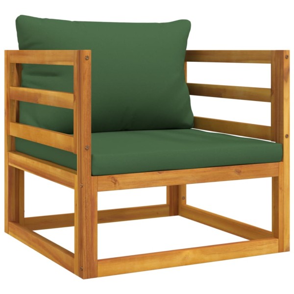 Sillón de jardín madera maciza acacia con cojines verde