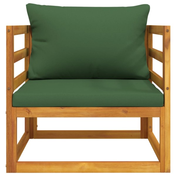 Sillón de jardín madera maciza acacia con cojines verde