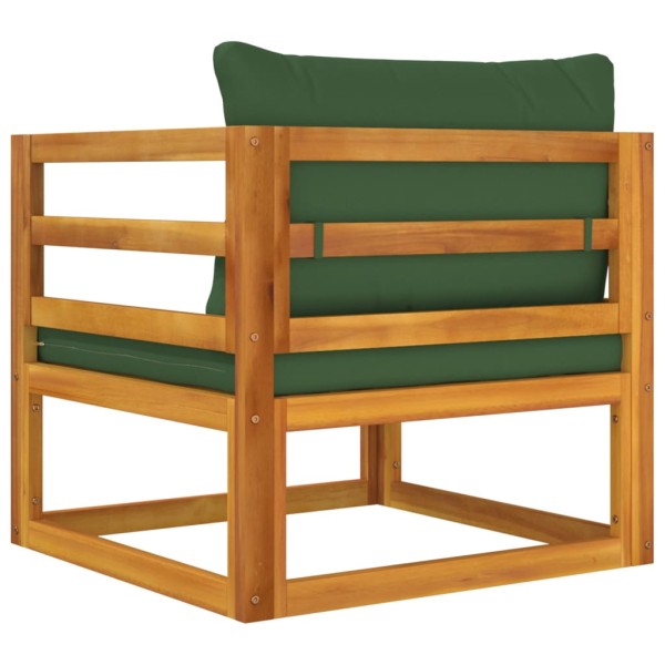 Sillón de jardín madera maciza acacia con cojines verde