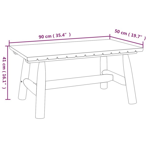 Mesa de centro de madera maciza de abeto 90x50x41 cm