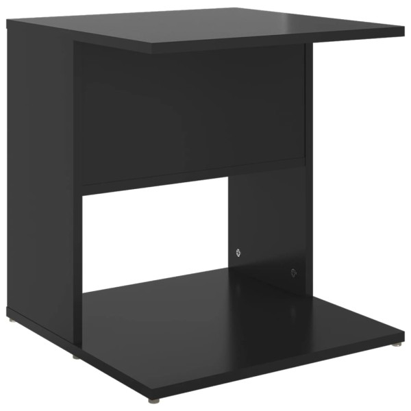 Mesa auxiliar madera contrachapada negro brillante 45x45x48 cm