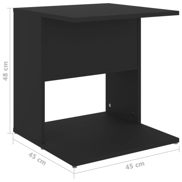 Mesa auxiliar de madera contrachapada negro 45x45x48 cm