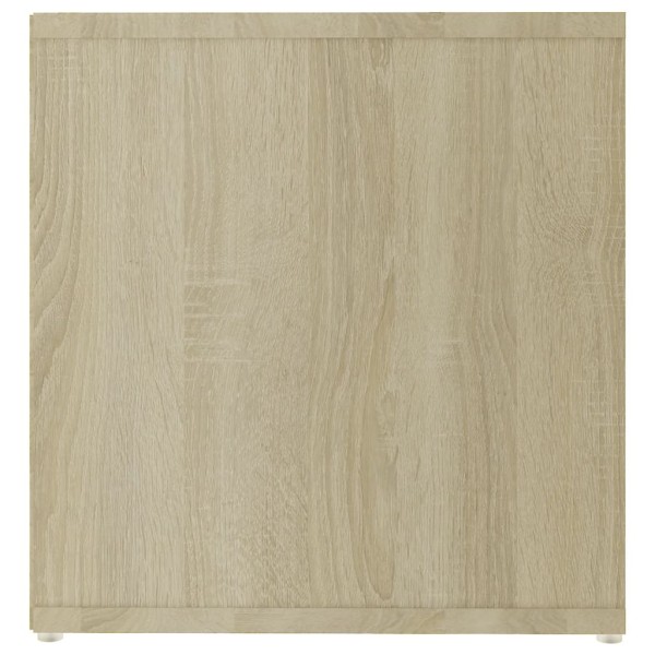 Mueble TV madera contrachapada blanco y roble 142,5x35x36,5 cm