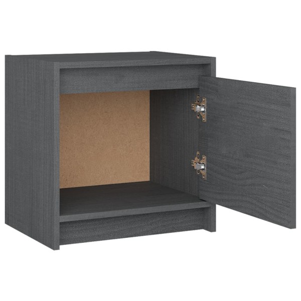 Mesitas de noche 2 uds madera maciza pino gris 40x30,5x40 cm