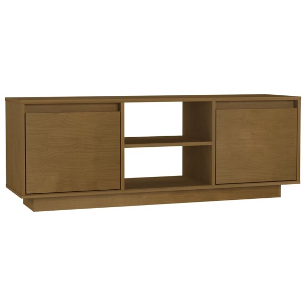 Mueble de TV de madera maciza pino marrón miel 110x30x40 cm