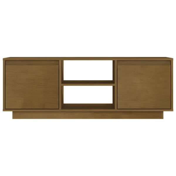 Mueble de TV de madera maciza pino marrón miel 110x30x40 cm