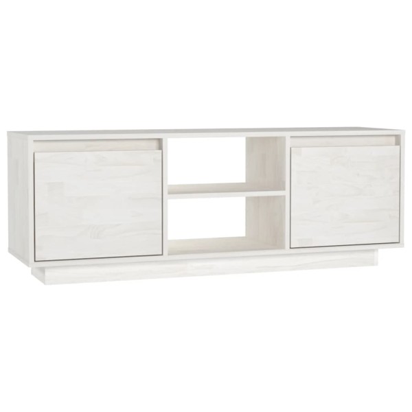 Mueble de TV madera maciza de pino blanco 110x30x40 cm