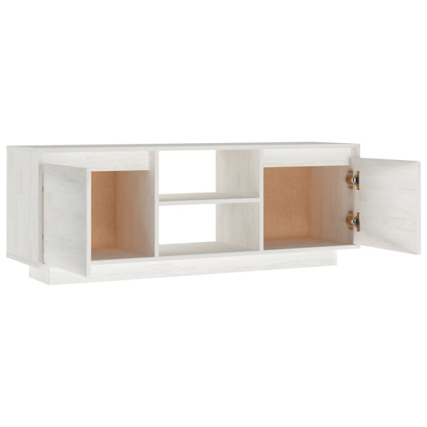 Mueble de TV madera maciza de pino blanco 110x30x40 cm