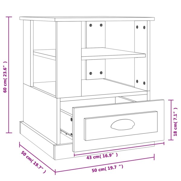 Mesa auxiliar madera contrachapada roble ahumado 50x50x60 cm