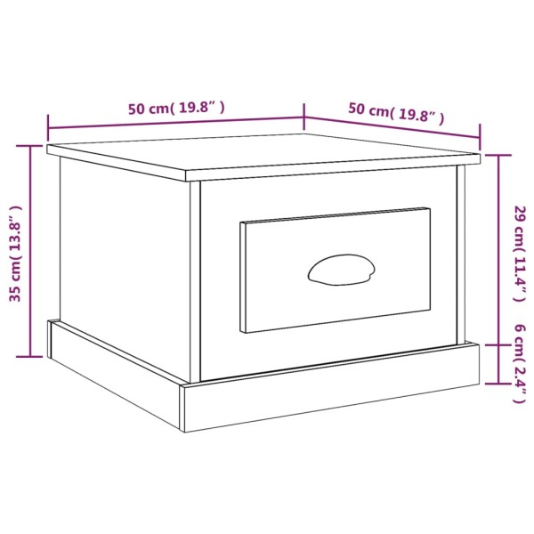 Mesa de centro madera contrachapada blanco brillo 50x50x35 cm