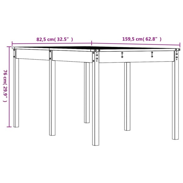 Mesa de jardín madera maciza Douglas 159,5x82,5x76 cm