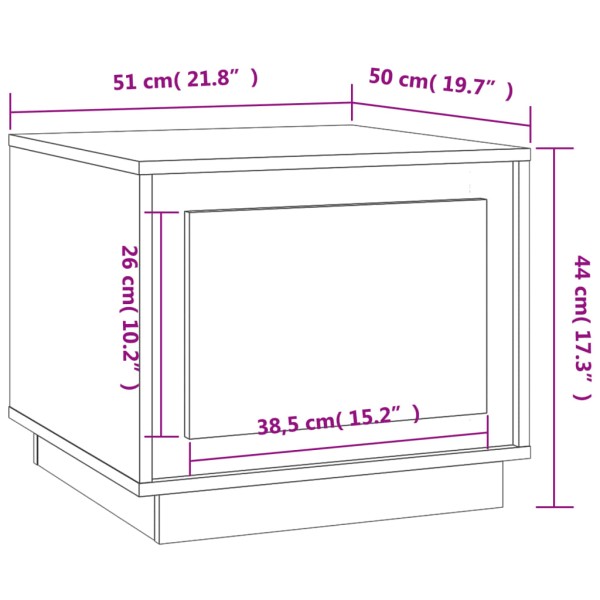 Mesa de centro madera contrachapada roble ahumado 51x50x44 cm