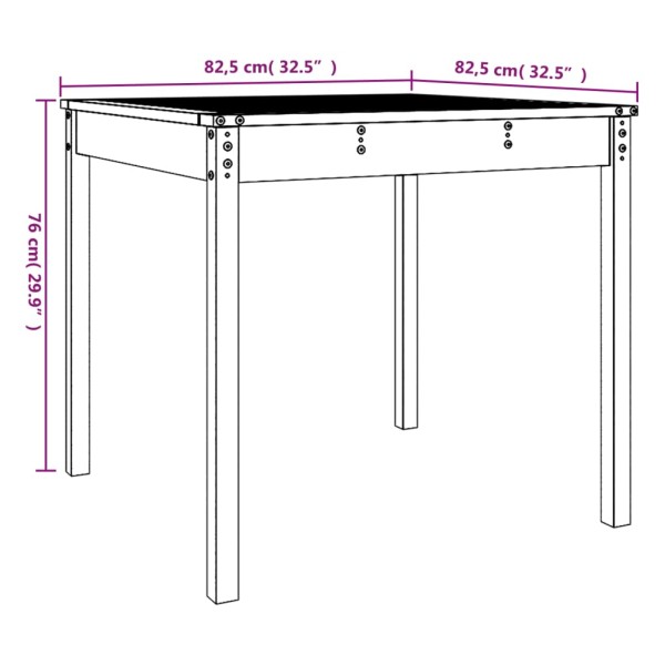 Mesa de jardín madera maciza de pino 82,5x82,5x76 cm