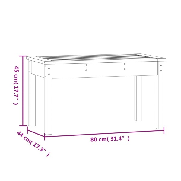 Banco de jardín madera maciza de pino 80x44x45 cm