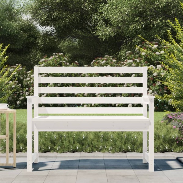 Banco de jardín madera maciza pino blanco 109x48x91,5 cm