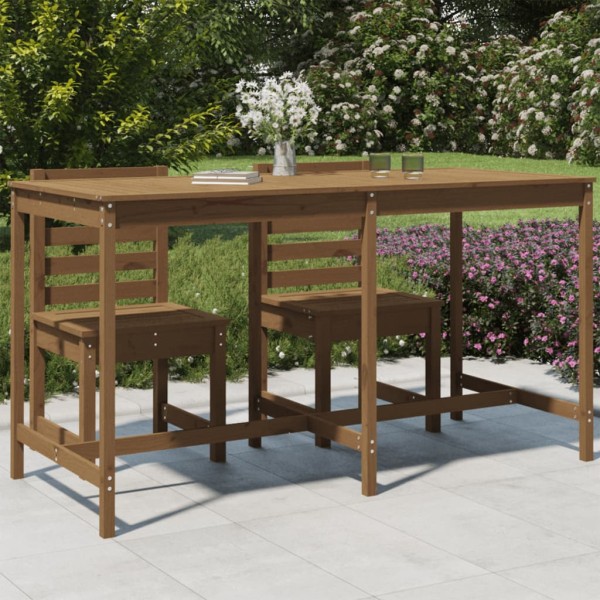 Mesa de jardín madera maciza pino marrón miel 203,5x90x110 cm