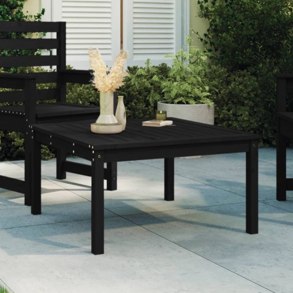 Mesa de jardín madera maciza pino negro 82,5x82,5x45 cm