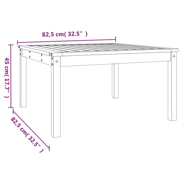 Mesa de jardín madera maciza pino negro 82,5x82,5x45 cm