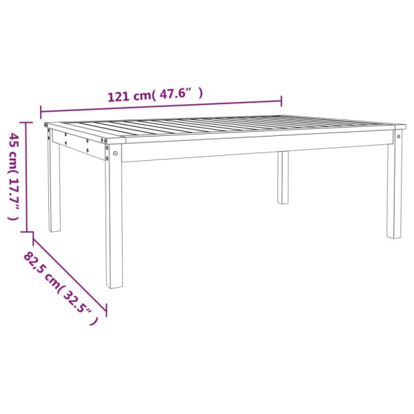 Mesa de jardín madera maciza pino marrón miel 121x82,5x45 cm