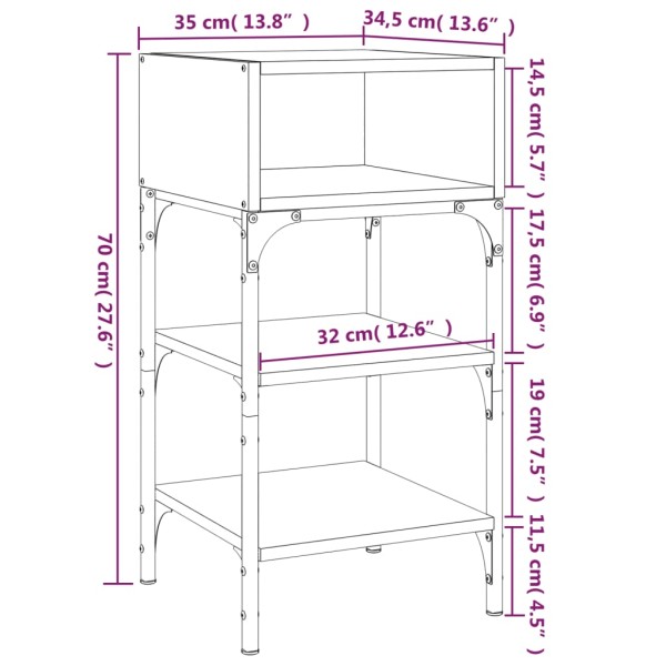 Mesita noche 2 uds madera ingeniería marrón roble 35x34,5x70 cm