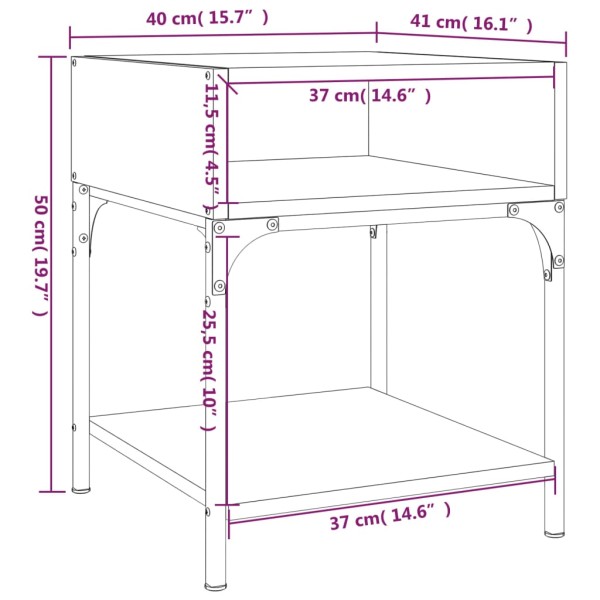 Mesitas noche 2 uds madera ingeniería roble ahumado 40x41x50 cm