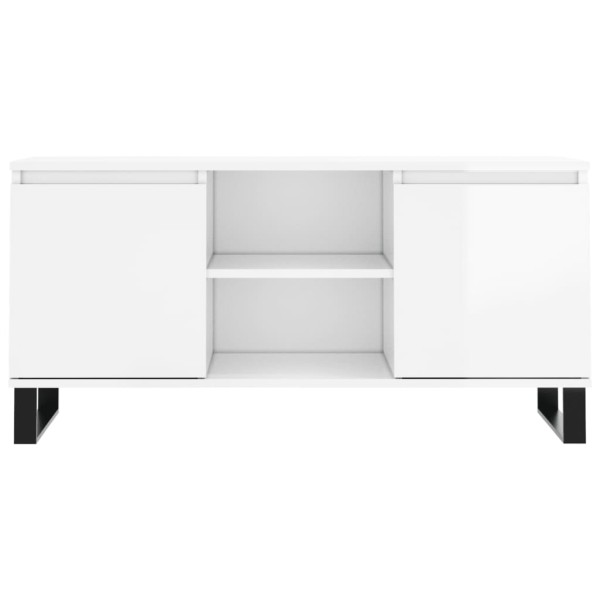 Mueble de TV madera de ingeniería blanco brillo 104x35x50 cm