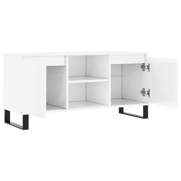 Mueble de TV madera de ingeniería blanco brillo 104x35x50 cm