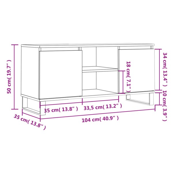 Mueble de TV madera de ingeniería blanco brillo 104x35x50 cm