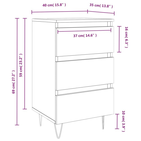 Mesitas noche 2 uds madera ingeniería roble ahumado 40x35x69 cm