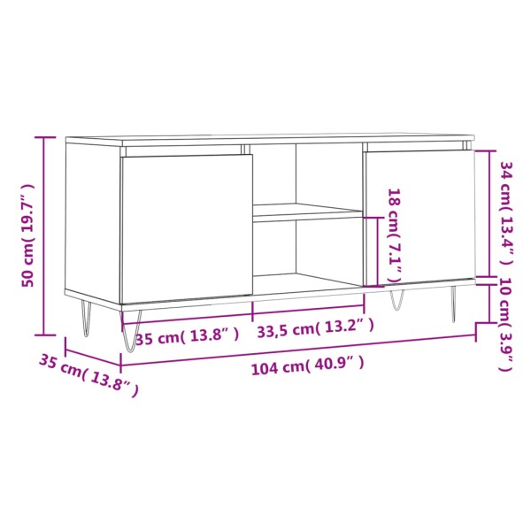 Mueble de TV madera de ingeniería roble Sonoma 104x35x50 cm