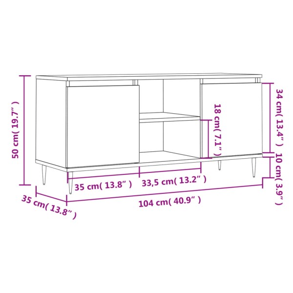 Mueble de TV madera de ingeniería gris hormigón 104x35x50 cm