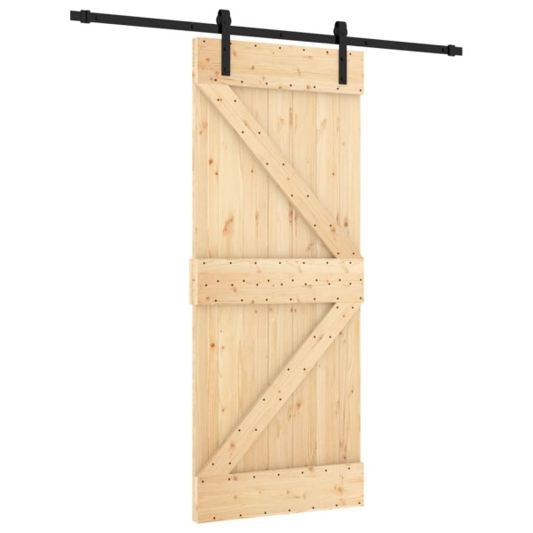 Puerta corredera con herrajes madera maciza de pino 85x210 cm