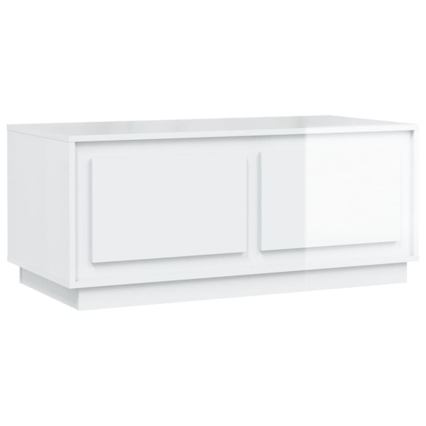 Mesa de centro madera contrachapada blanco brillo 102x50x44 cm