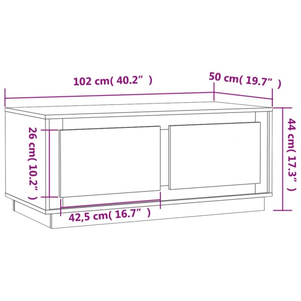 Mesa de centro madera contrachapada blanco brillo 102x50x44 cm