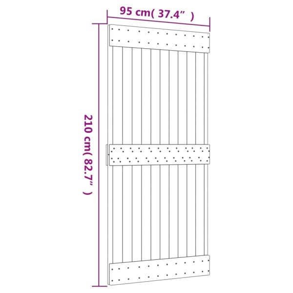 Puerta corredera con herrajes madera maciza de pino 95x210 cm