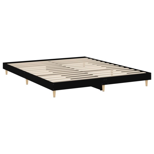 Estructura de cama madera contrachapada negra 180x200 cm