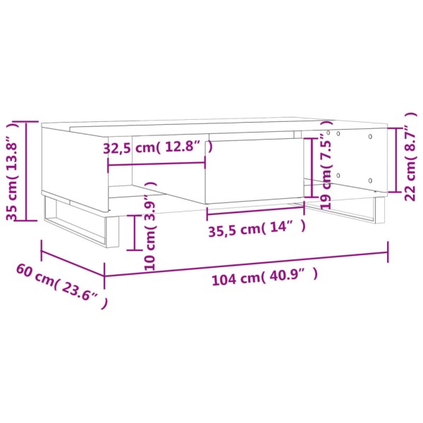 Mesa de centro madera de ingeniería roble Sonoma 104x60x35 cm