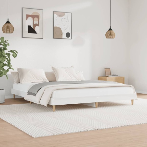 Estructura de cama madera contrachapada blanco brillo 180x200cm