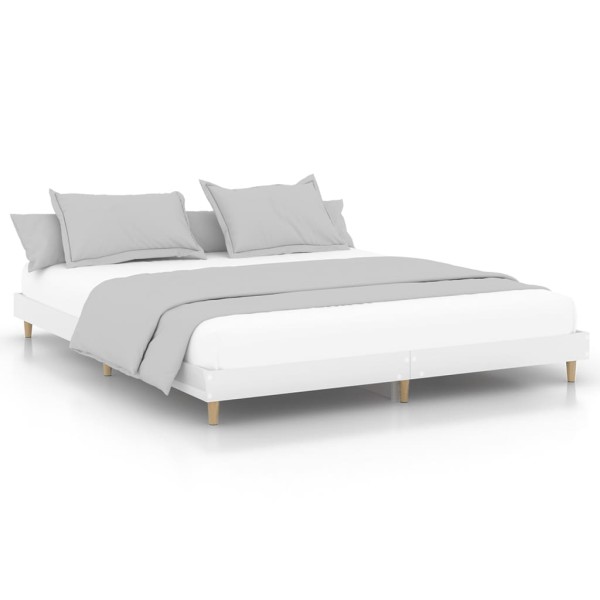 Estructura de cama madera contrachapada blanco brillo 180x200cm