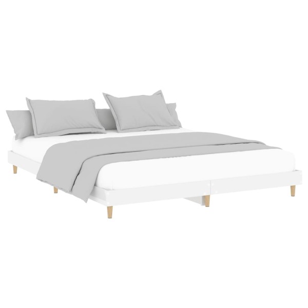 Estructura de cama madera contrachapada blanco brillo 180x200cm