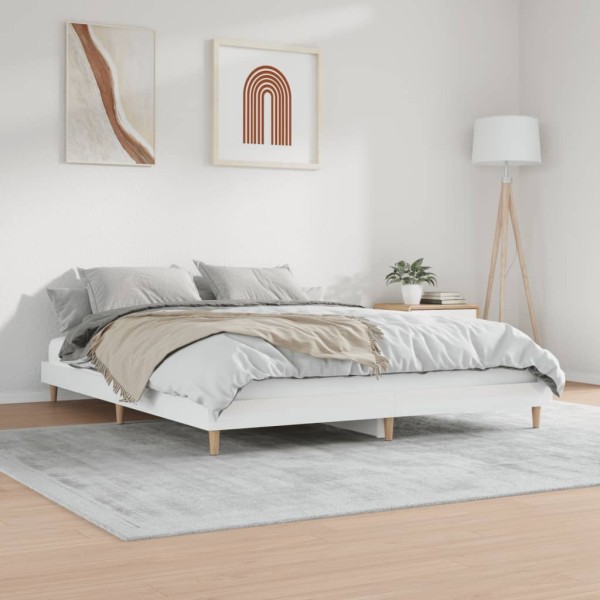 Estructura de cama madera contrachapada blanco brillo 180x200cm