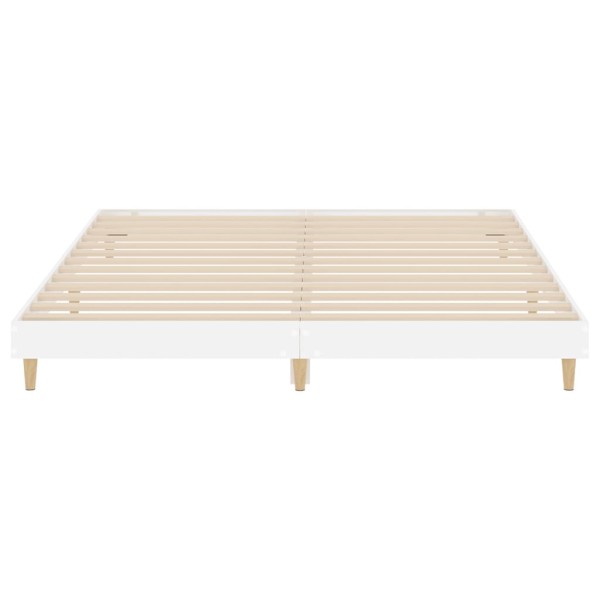 Estructura de cama madera contrachapada blanco brillo 180x200cm