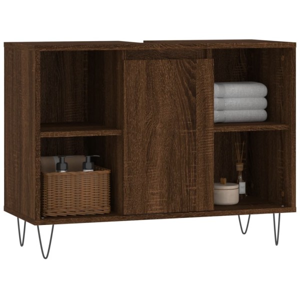 Mueble de baño madera de ingeniería roble marrón 80x33x60 cm